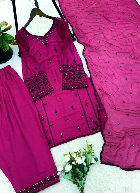 Jf 047 Rayon Cotton Embroidery Top With Bottom Dupatta